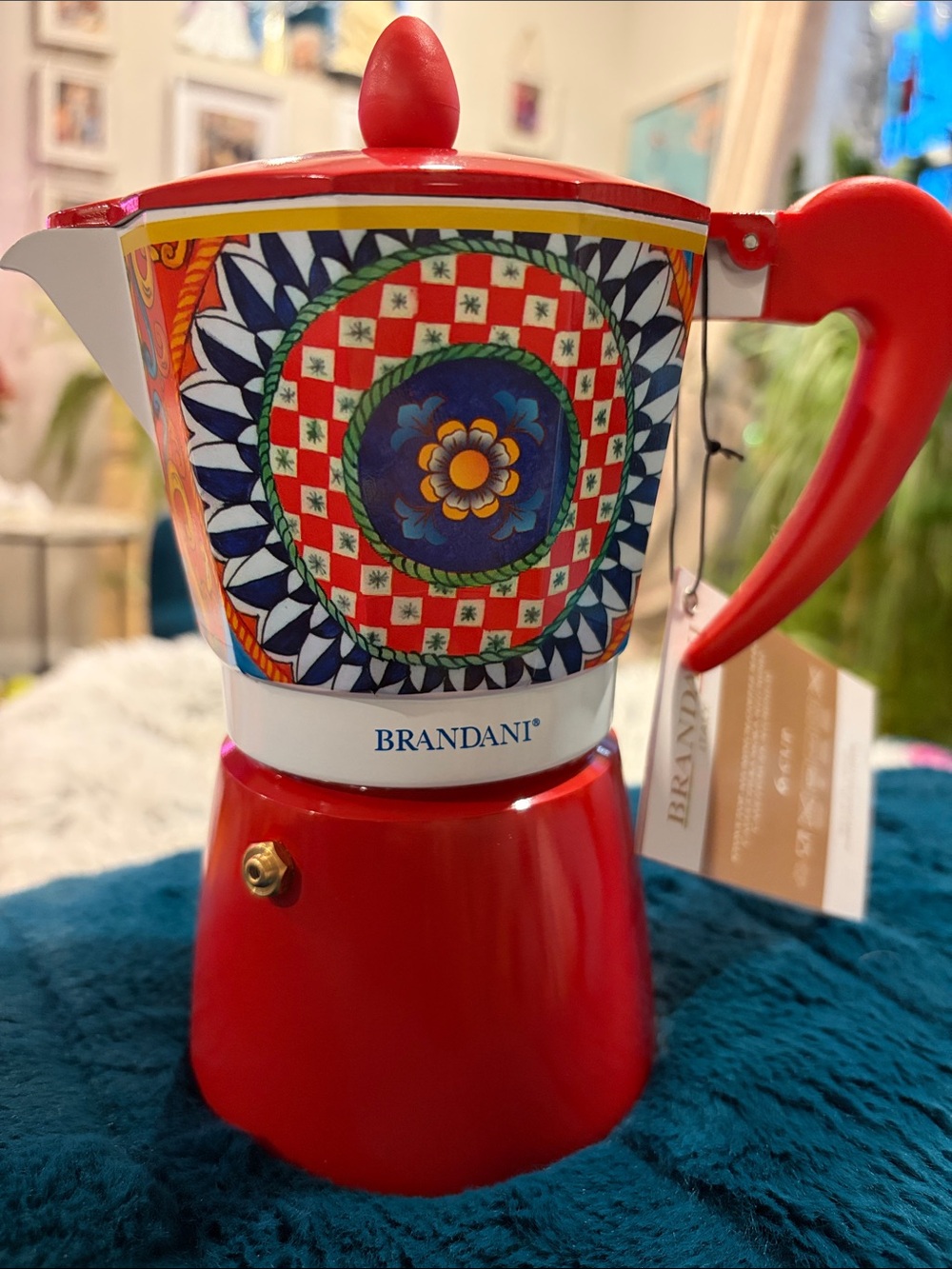 Red Decorative Moka Pot Coffee Maker